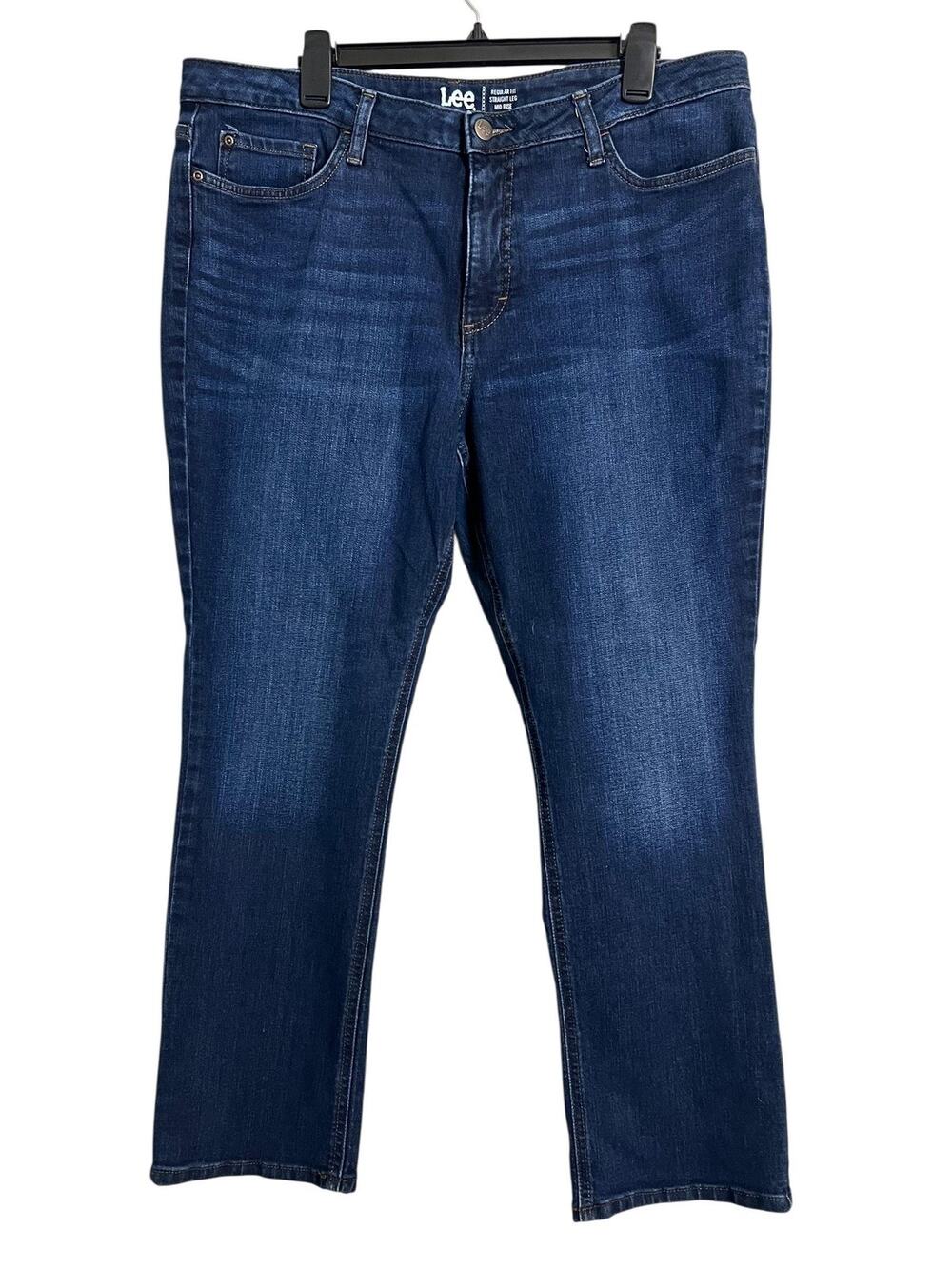 Lee Regular Fit Straight Leg Mid Rise Jeans 40" Waist Blue Medium Wash Denim